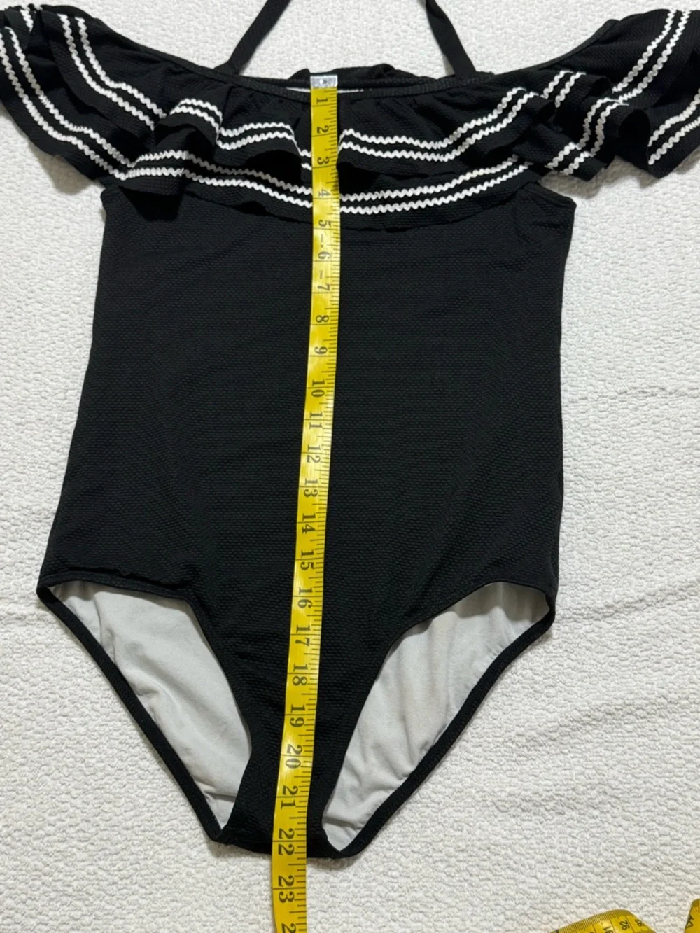 Janie and Jack Girls 16 Black /White Ruffle Ric Rac Trim Swimsuit One Piece